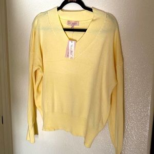 NWT !   Spring v kneck light sweater , soft muted yellow